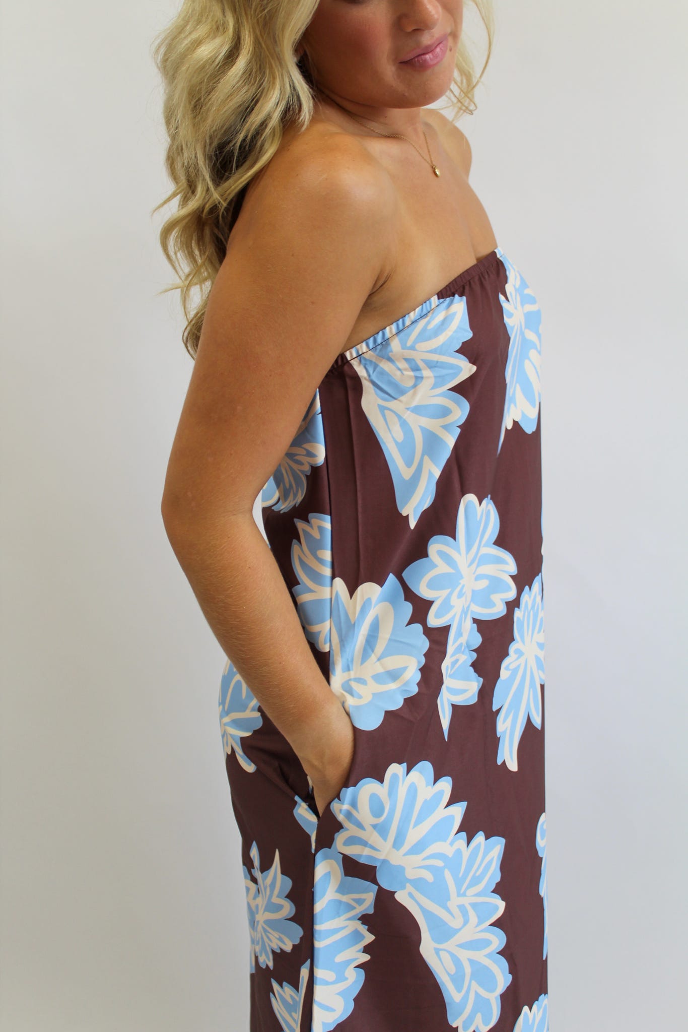 Eyes on You Strapless Maxi Dress