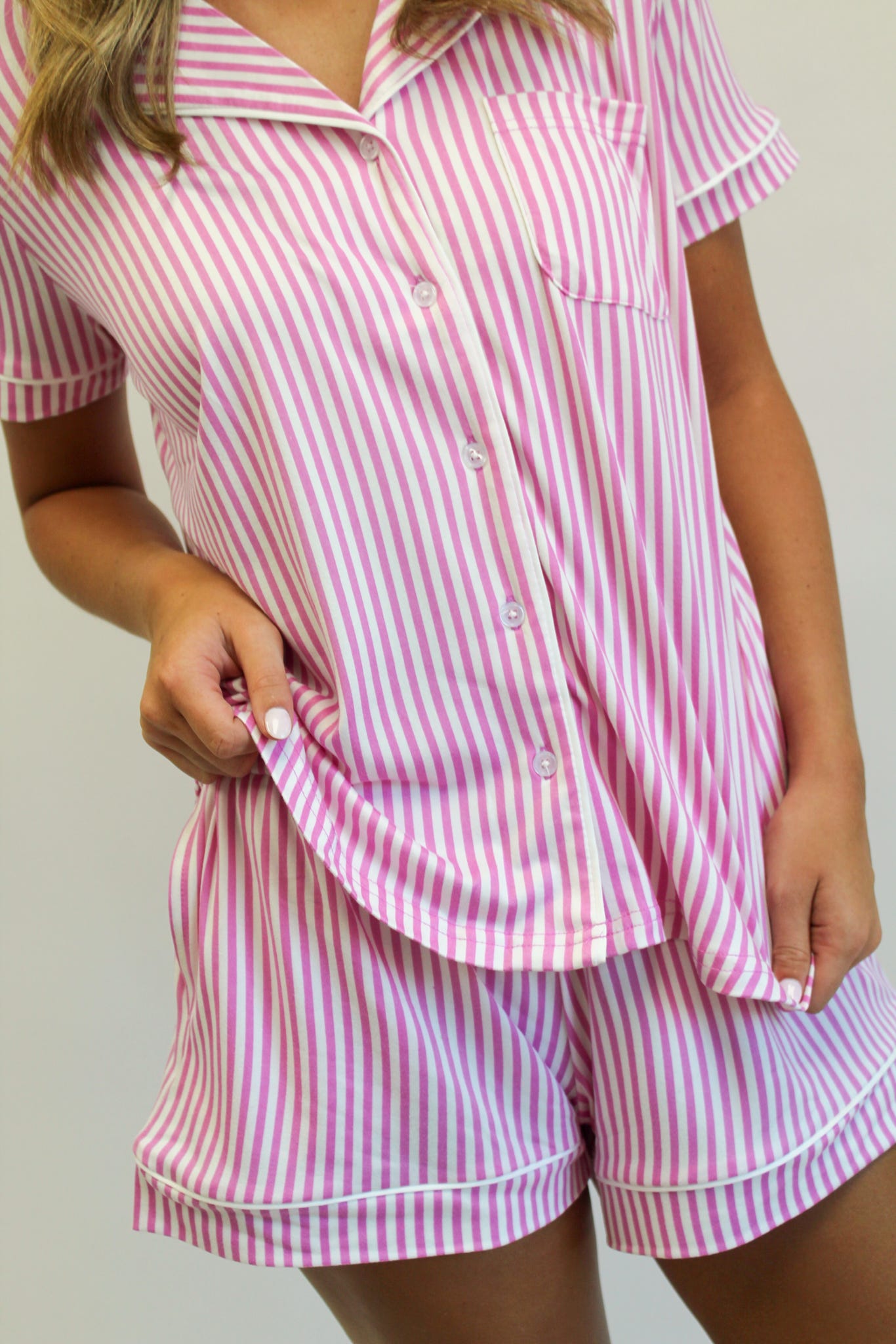 Pinstripe Sleep Shorts Pink/White
