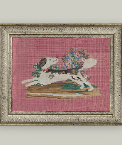 Embroidered Pup Framed Art 10x8
