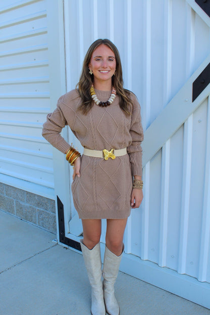 Camden Cable Knit Loose Sweater Dress