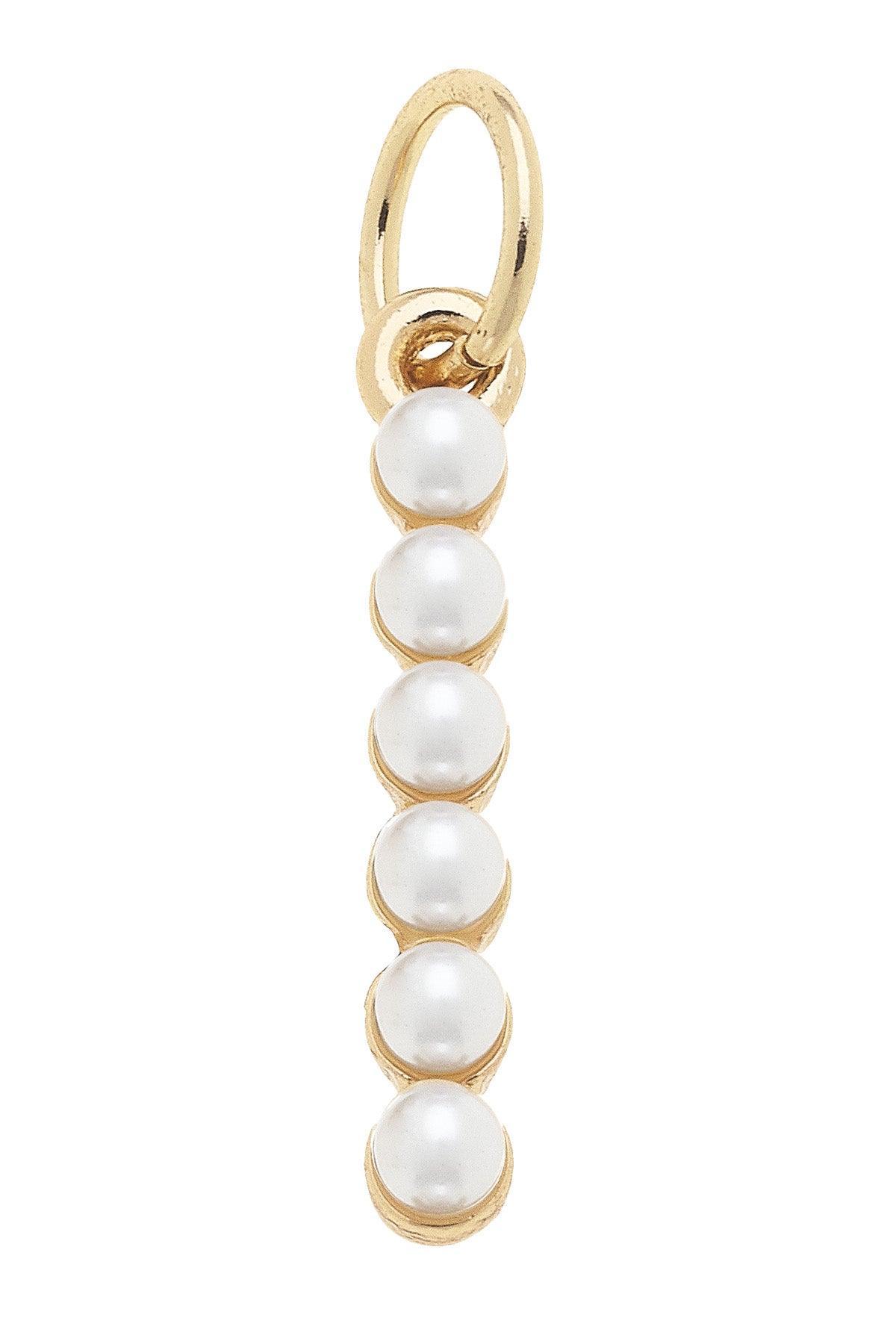 Pearl - Studded Letter Charm in Ivory