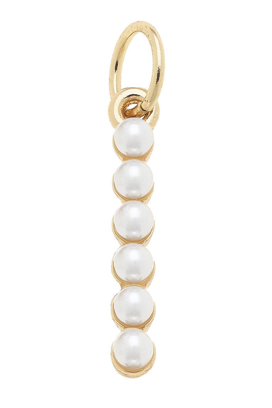 Pearl - Studded Letter Charm in Ivory