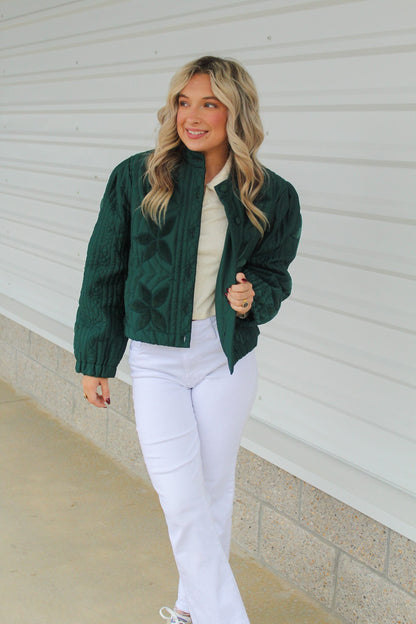 Luna Velvet Flower Quilted Jacket