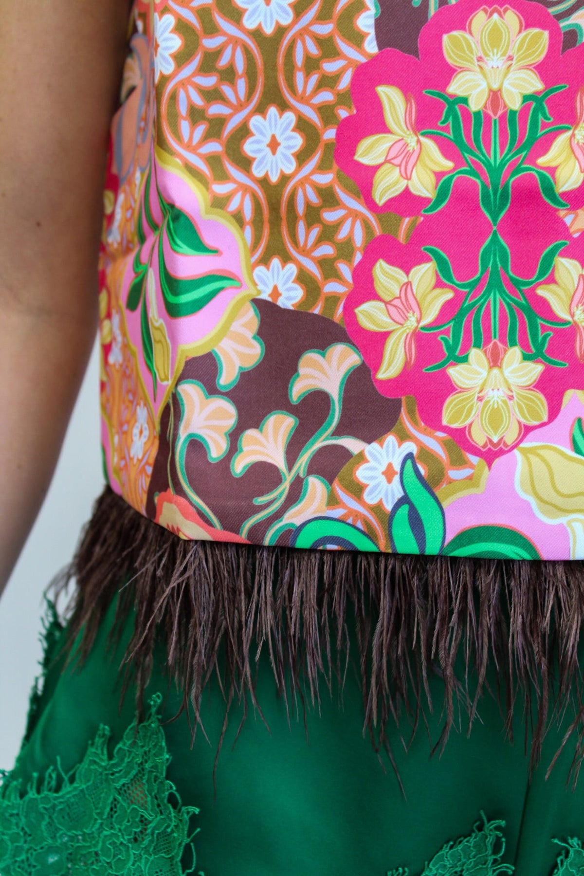 Garden Party Feather Hem Sleeveless Top