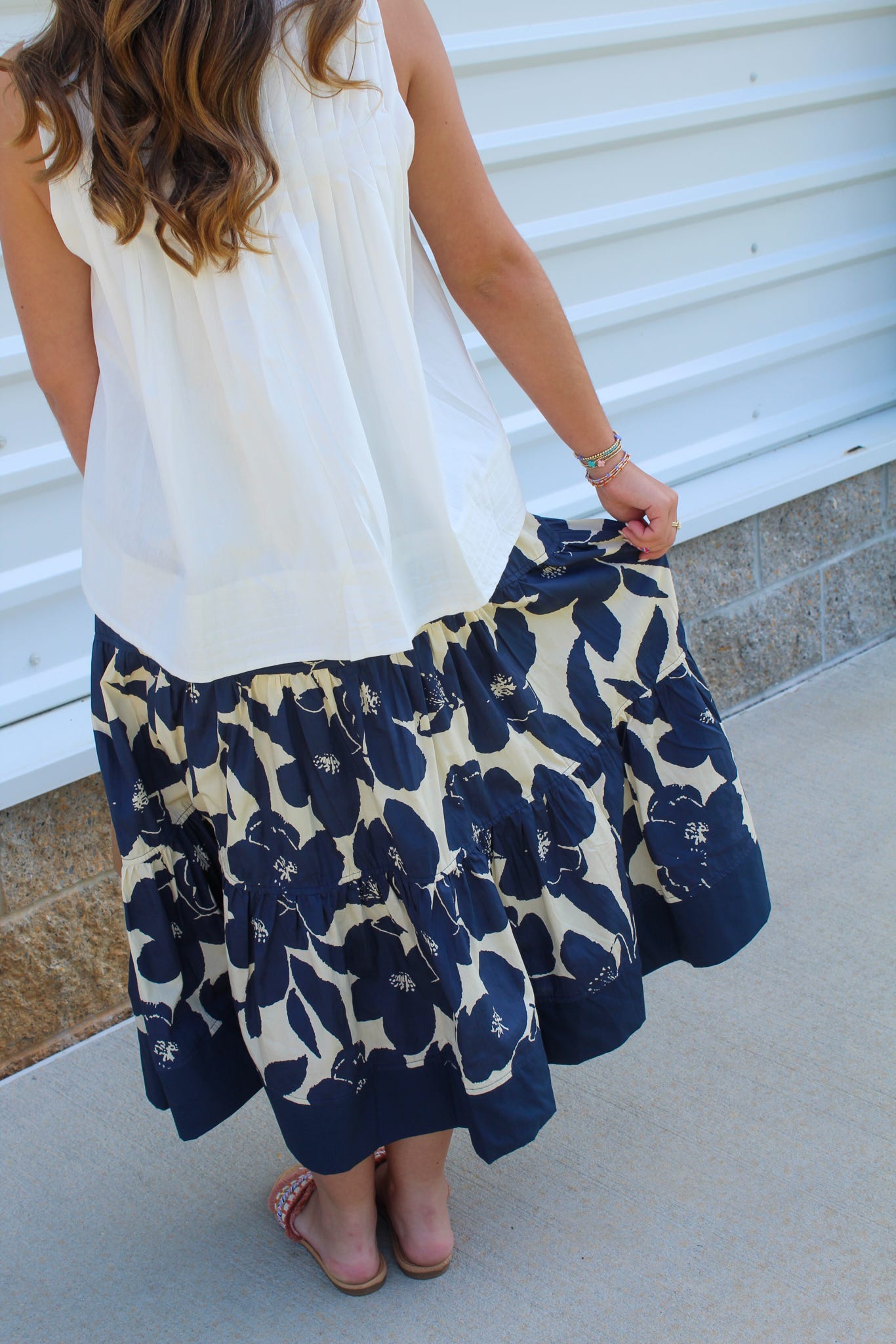 Navy Oasis Midi Skirt