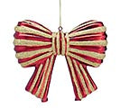 Red Bow with Gold Glitter Christmas Ornament