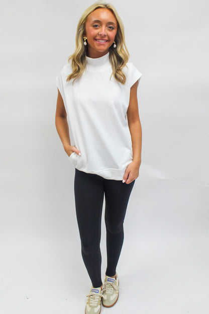 Cloud Nine Mock Neck Top - White