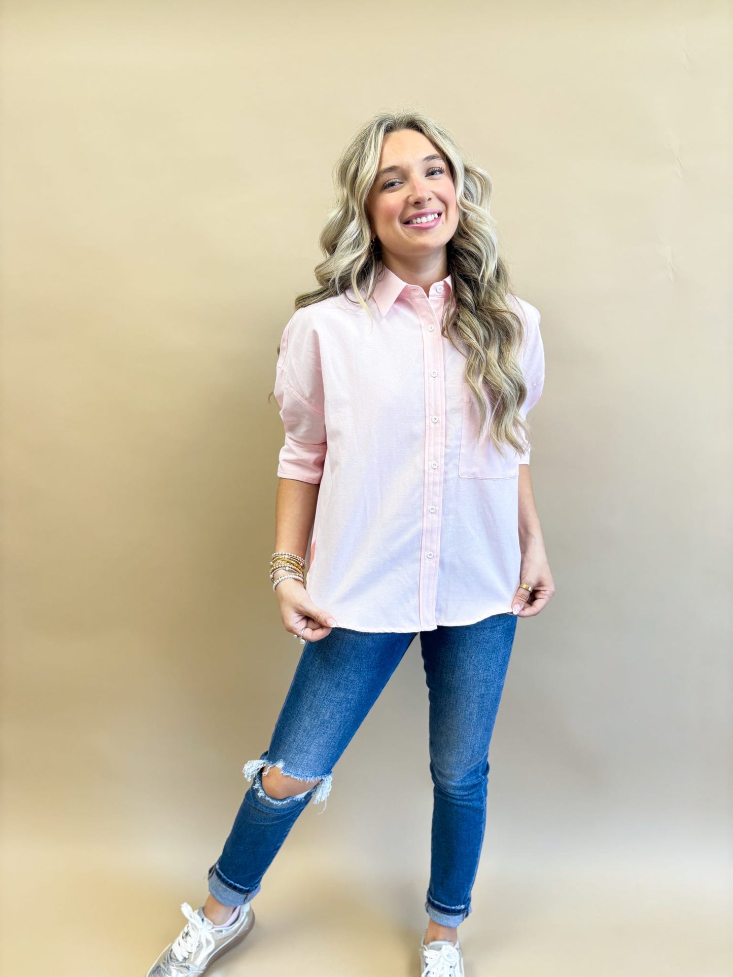 Hampton Stripe Button-Up Top