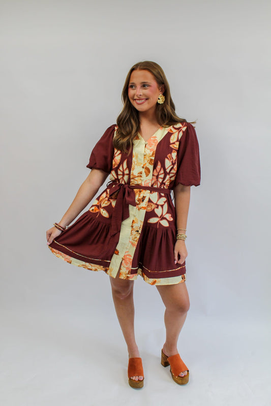 Paislee Puff Sleeve Button Up Dress