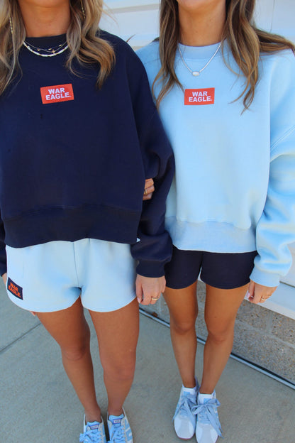 The Becca Boxy Crewneck Sweatshirt Top with Woven Label