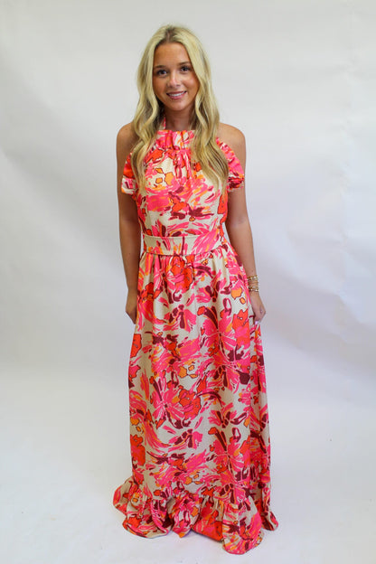 High Tide Sunset Dove Maxi Dress