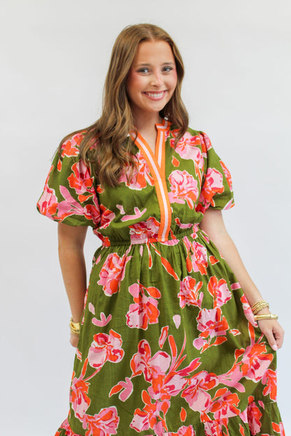 Farah Puff Sleeve Floral Dress