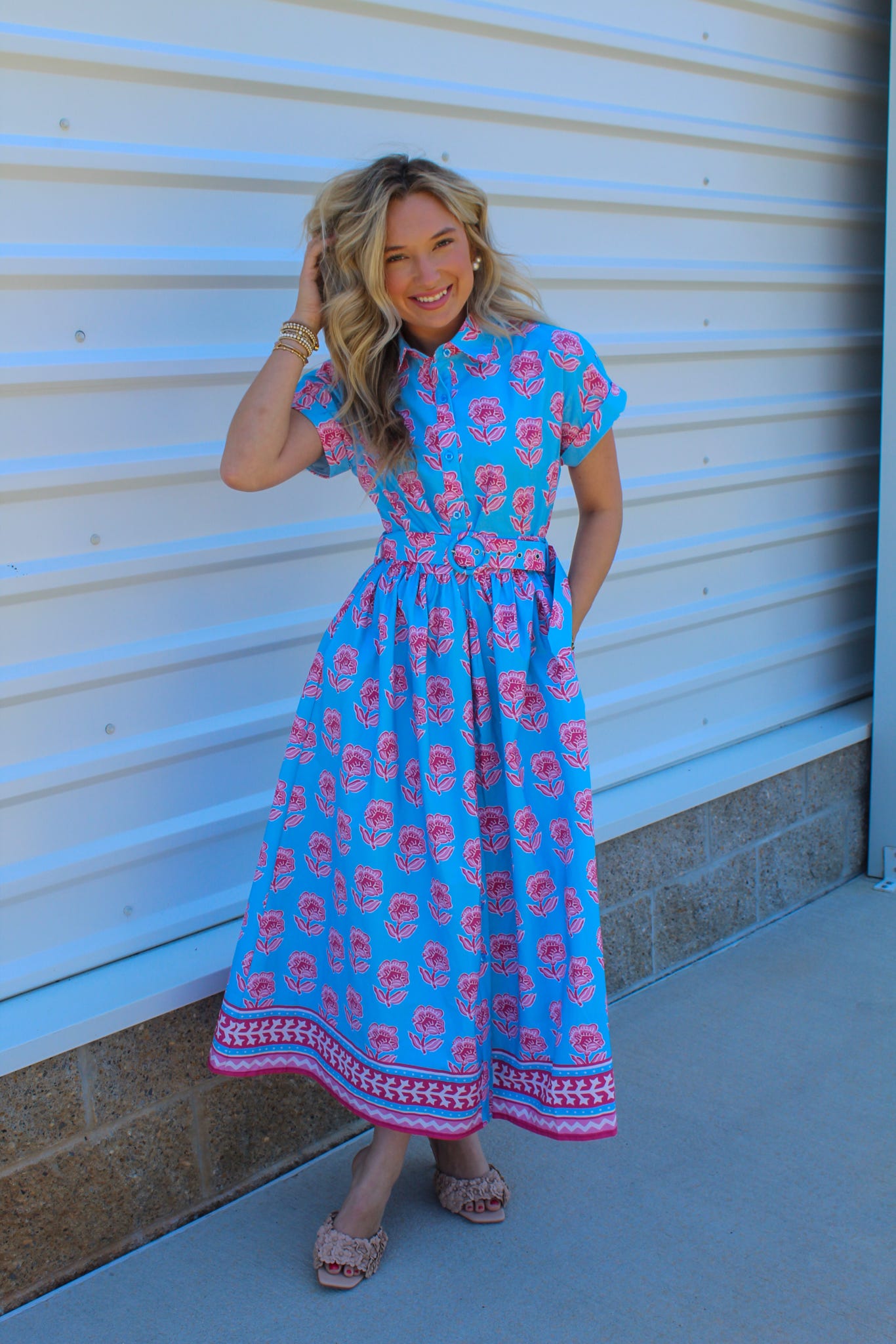 Charleston Blooms Belted Maxi Dress