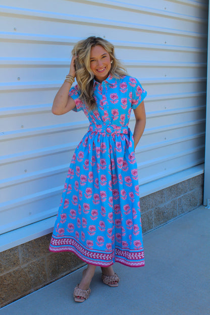 Charleston Blooms Belted Maxi Dress