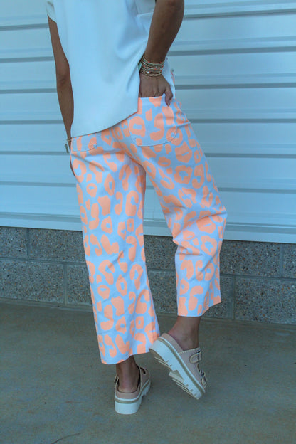 Leopard Pants Colette Cropped Wide-Leg