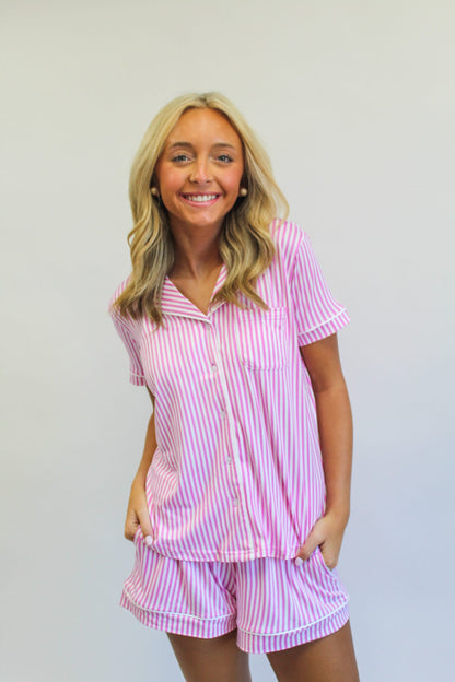 Pinstripe Sleep Pants Pink/White