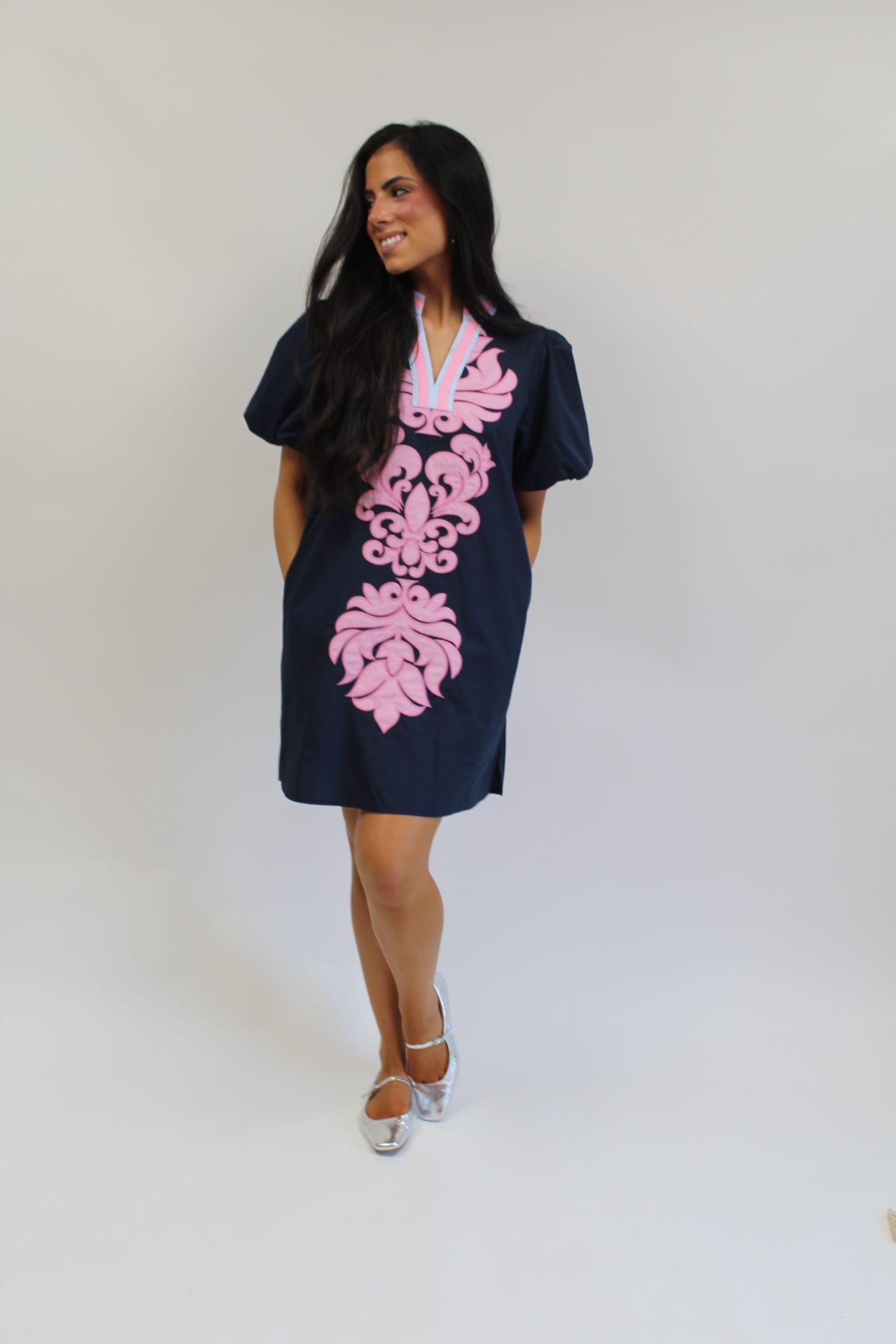 Pink Regency Embroidered Mini Dress