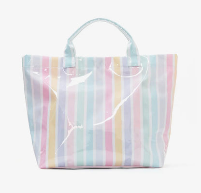Colorblock Striped Tote Bag - Waterproof Beach Bag