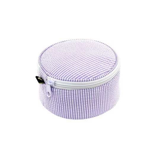 6" Lilac Seersucker Button Bag