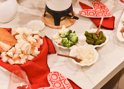 Signature White Ruffle Three Bowl Server
