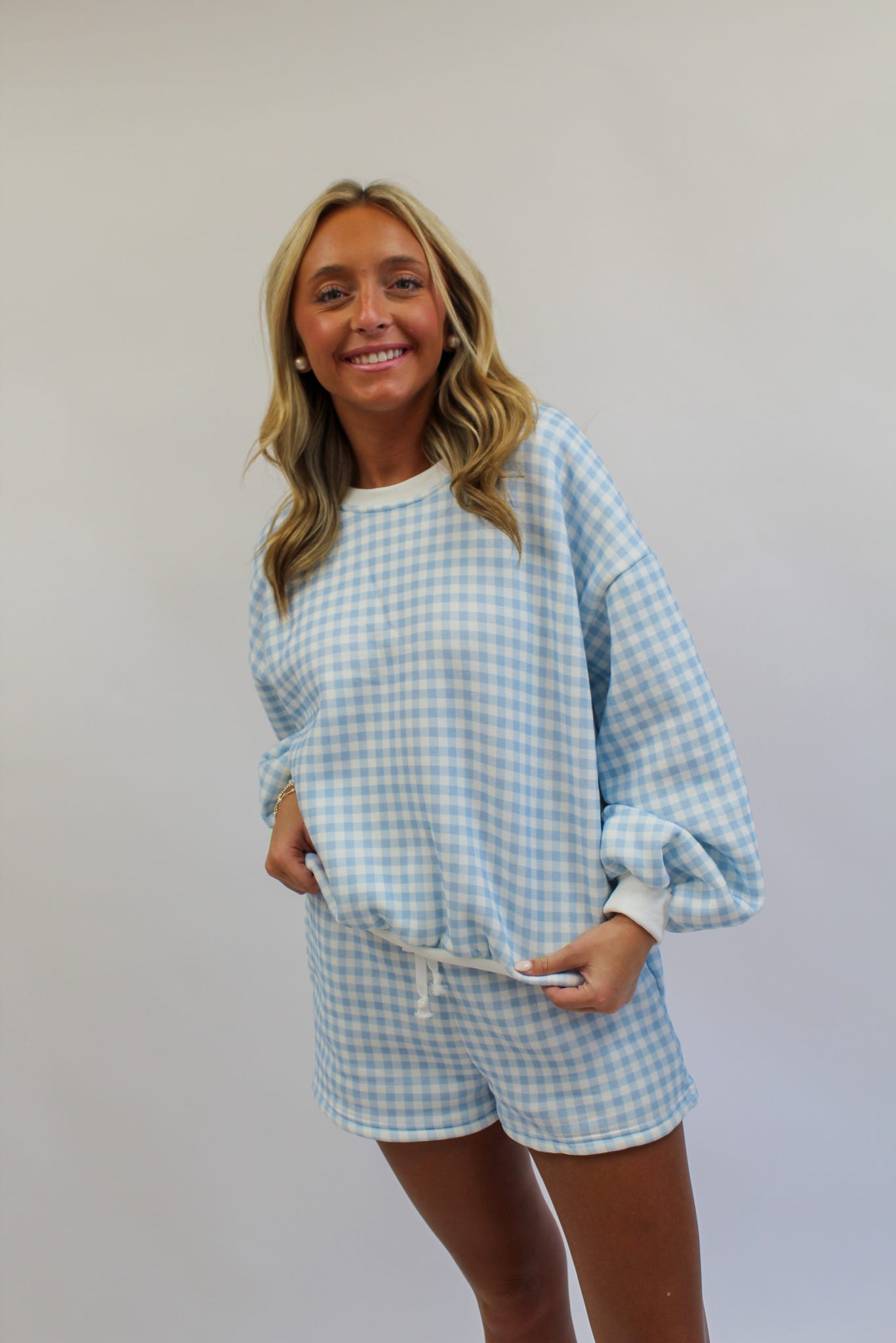 Sweet Talk Gingham Stripe Set - Blue