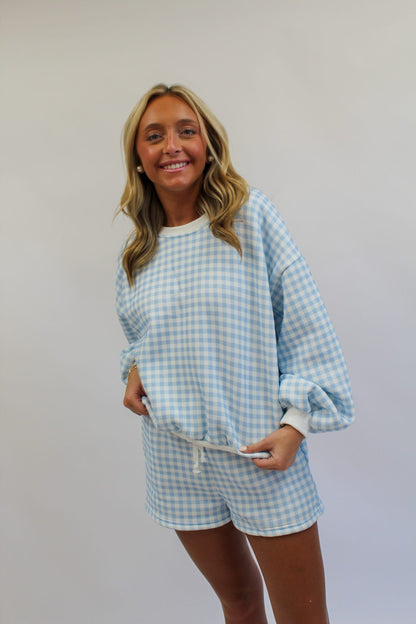Sweet Talk Gingham Stripe Set - Blue