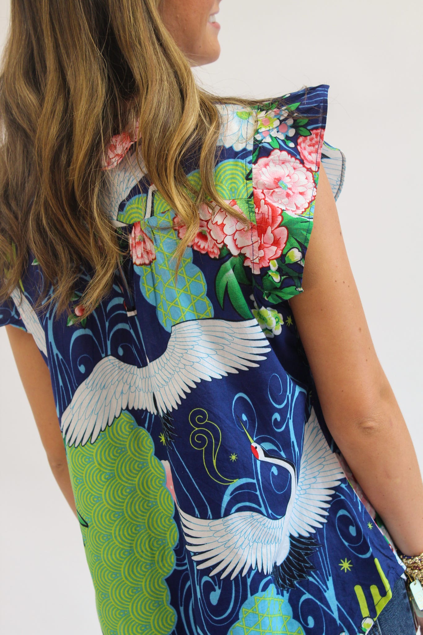 Crane Ruffle Sleeve Top
