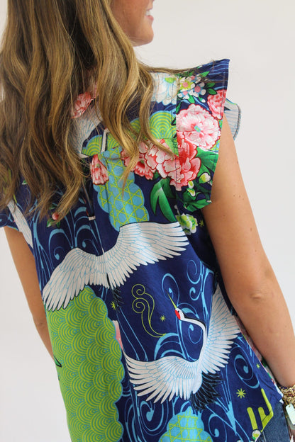 Crane Ruffle Sleeve Top