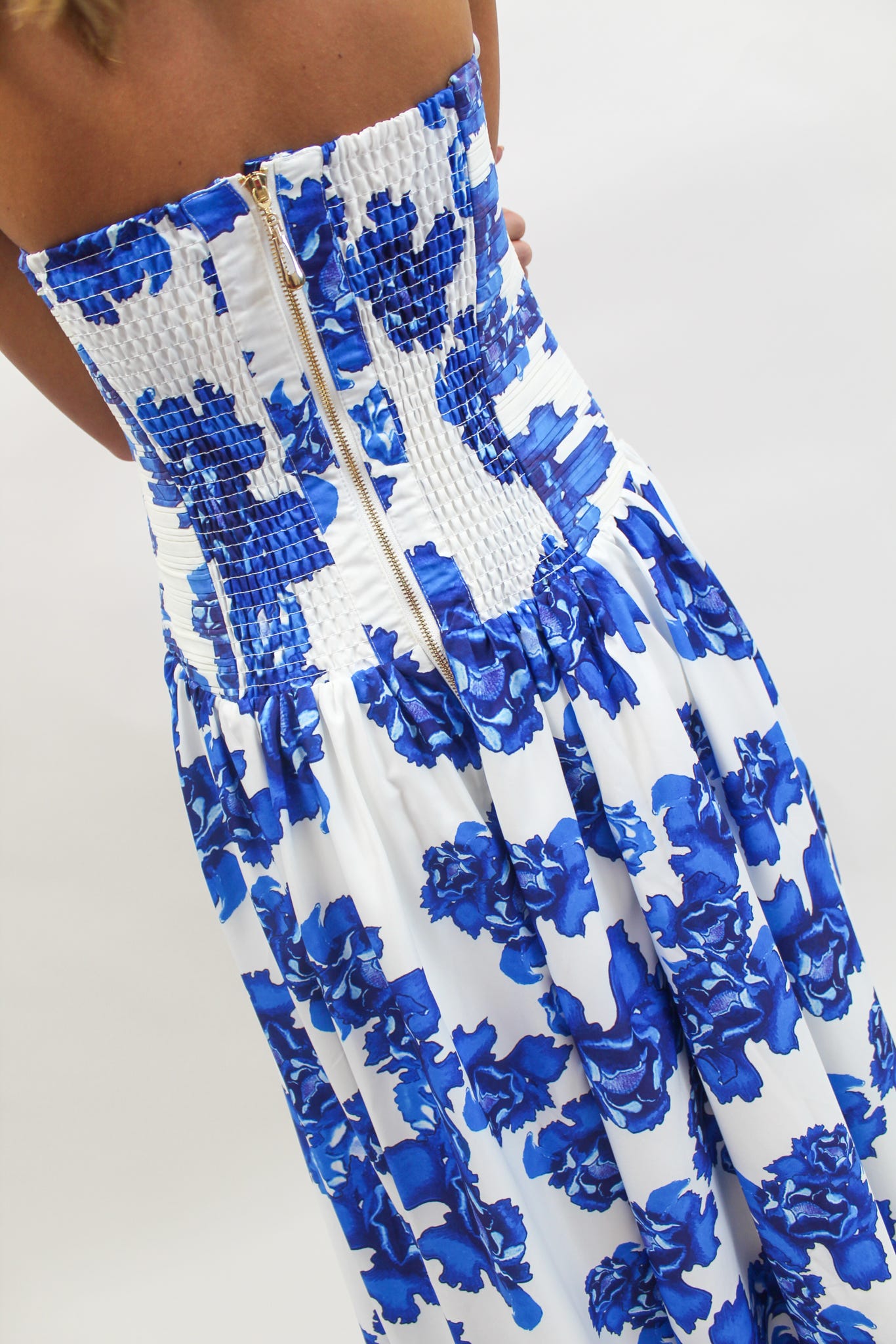 Sapphire Bloom Drop-Waist Dress