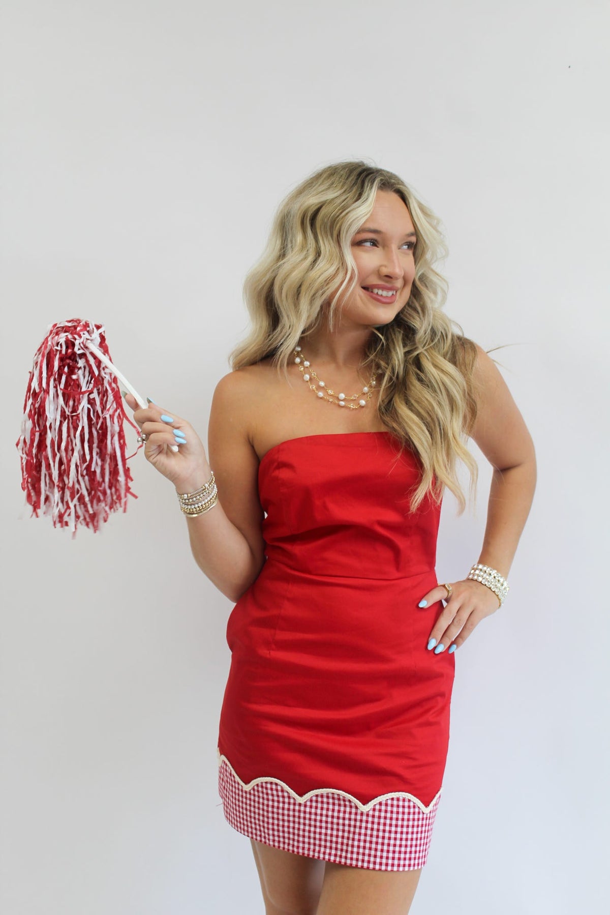 Quarterback Flirt Strapless Mini Dress