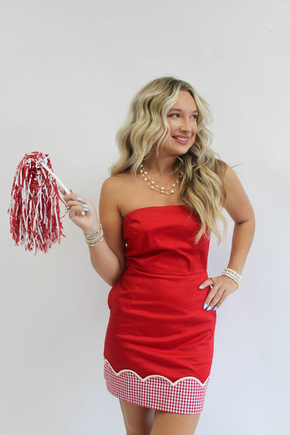 Quarterback Flirt Strapless Mini Dress
