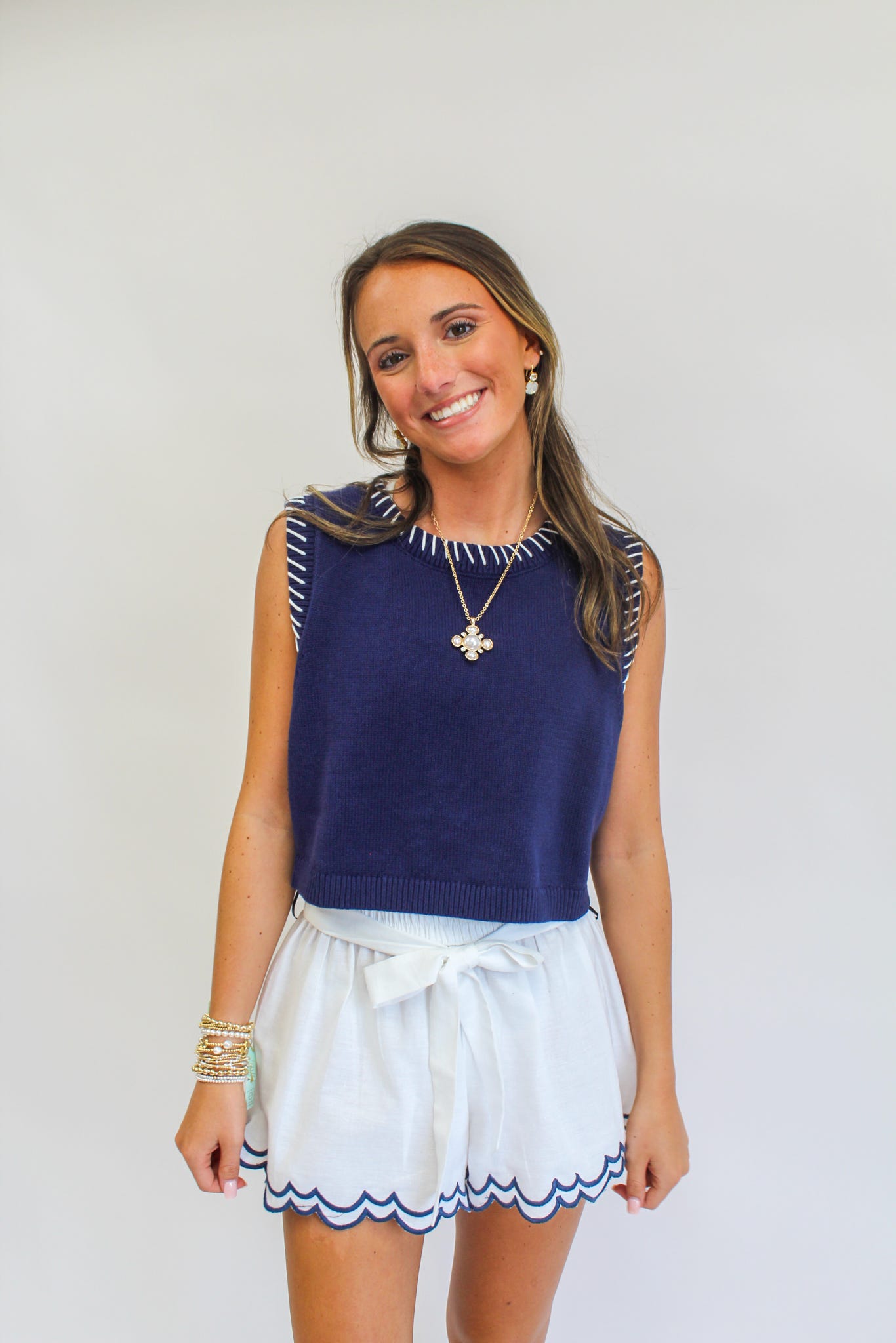 Scalloped Embroidered Shorts