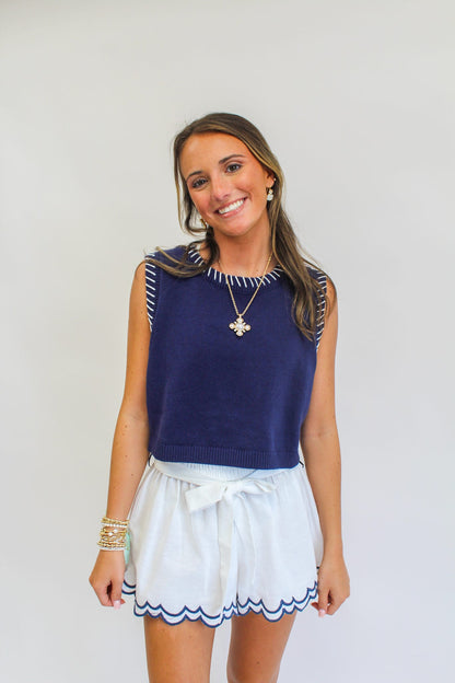 Scalloped Embroidered Shorts