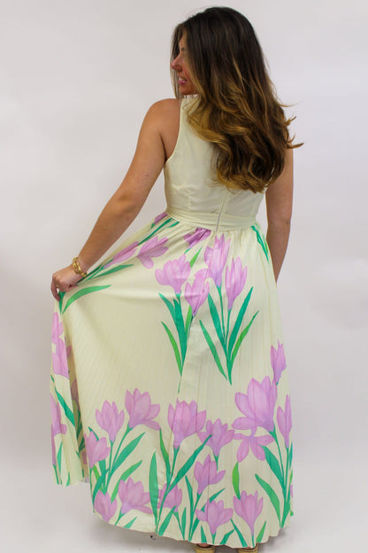 Graceful Orchid Pleated Dress