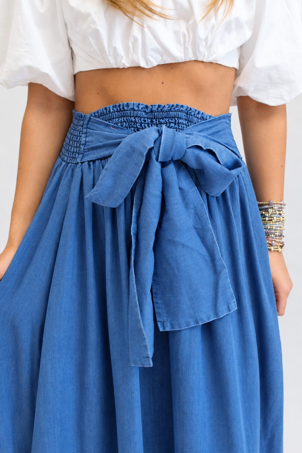 The Tie Affair Denim Maxi Skirt