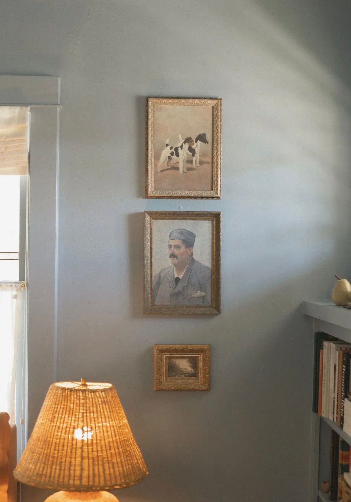 Two Fox Terriers Framed Antique Art 8x10