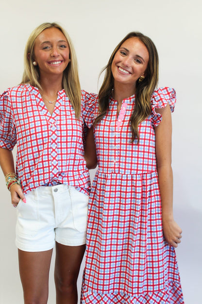 Dress Riley Gingham Red/Blue