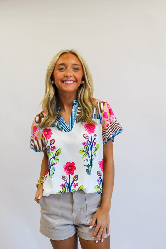 Pop Art Floral Blouse