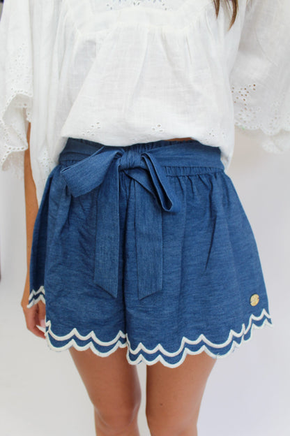 Scalloped Embroidered Shorts
