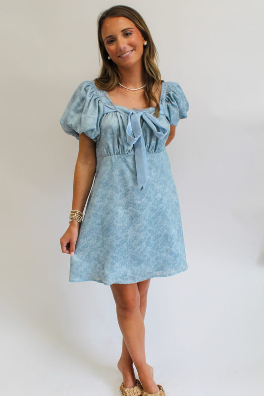 Dainty Dimples Blue Floral Mini Dress