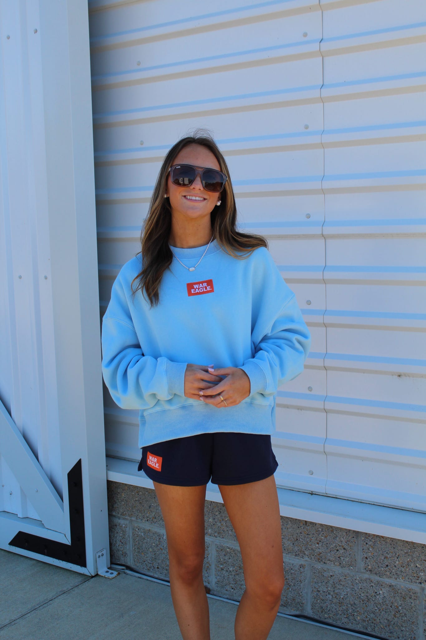 The Becca Boxy Crewneck Sweatshirt Top with Woven Label
