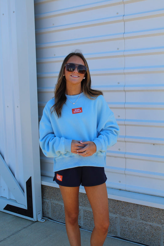 The Becca Boxy Crewneck Sweatshirt Top with Woven Label