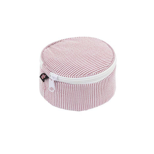 6" Red Seersucker Button Bag