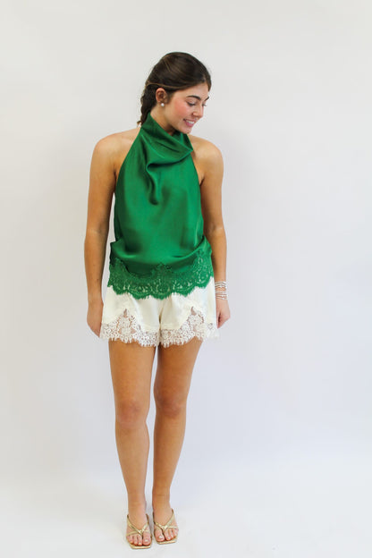 Cream Satin Kiss Shorts