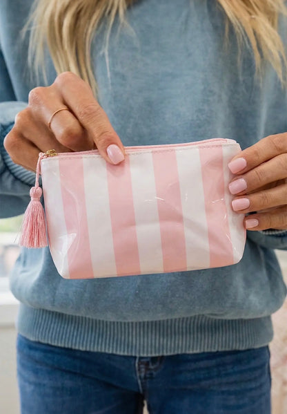 Striped Print Clear Makeup Bag