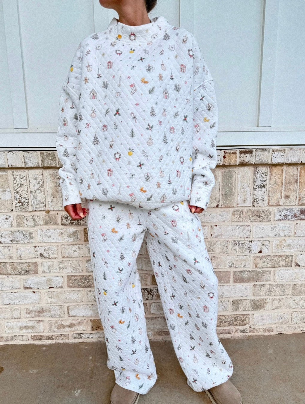 Sunkissed Coconut A Cottage Christmas Icons Quilted Mockneck Sweatshirt
