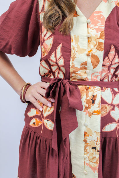 Paislee Puff Sleeve Button Up Dress