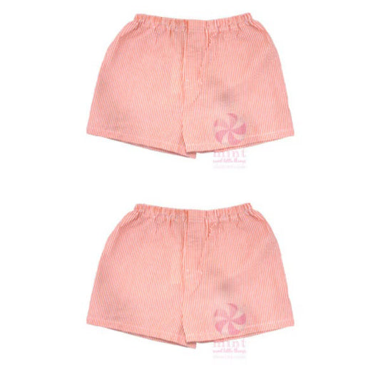 Orange Seersucker Shorts 3T