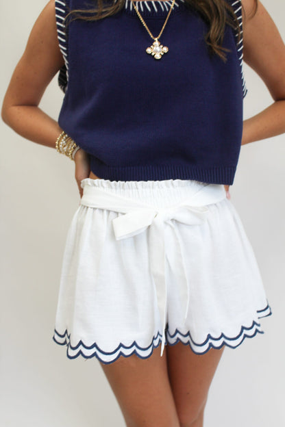 Scalloped Embroidered Shorts