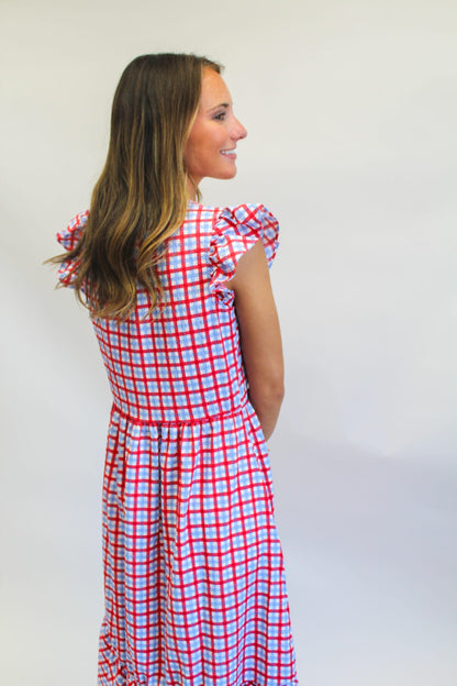 Dress Riley Gingham Red/Blue